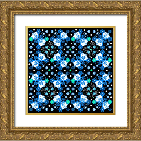 Fancy Flakes Gold Ornate Wood Framed Art Print with Double Matting by Wade, Valarie