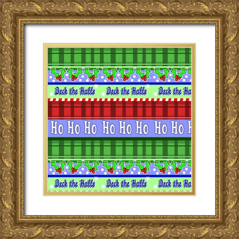 Holiday Pattern plaid Gold Ornate Wood Framed Art Print with Double Matting by Wade, Valarie