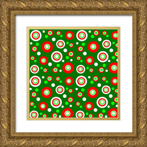 Holiday Circles Gold Ornate Wood Framed Art Print with Double Matting by Wade, Valarie