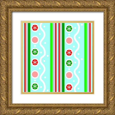 Ice Blue Circles Gold Ornate Wood Framed Art Print with Double Matting by Wade, Valarie