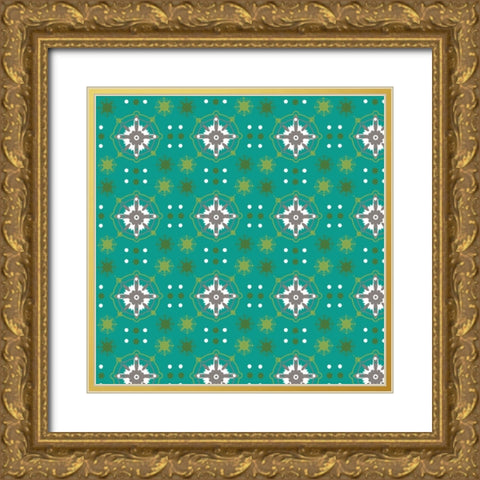 Four Color Flakes Gold Ornate Wood Framed Art Print with Double Matting by Wade, Valarie