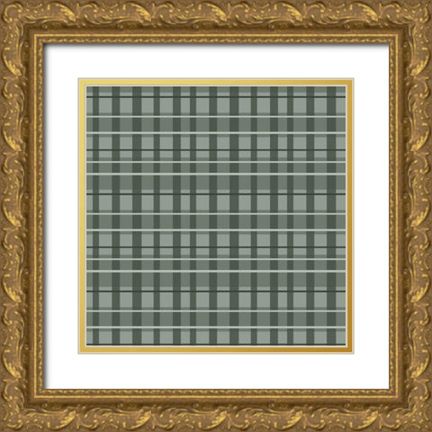 Silver Plaid Gold Ornate Wood Framed Art Print with Double Matting by Wade, Valarie