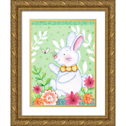 Bunny And Butter Gold Ornate Wood Framed Art Print with Double Matting by Wade, Valarie