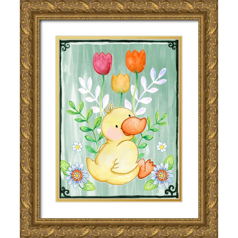 Duckie Gold Ornate Wood Framed Art Print with Double Matting by Wade, Valarie