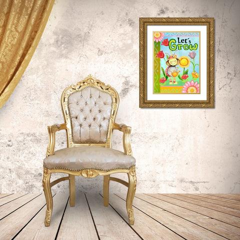 Lets Grow Gold Ornate Wood Framed Art Print with Double Matting by Wade, Valarie