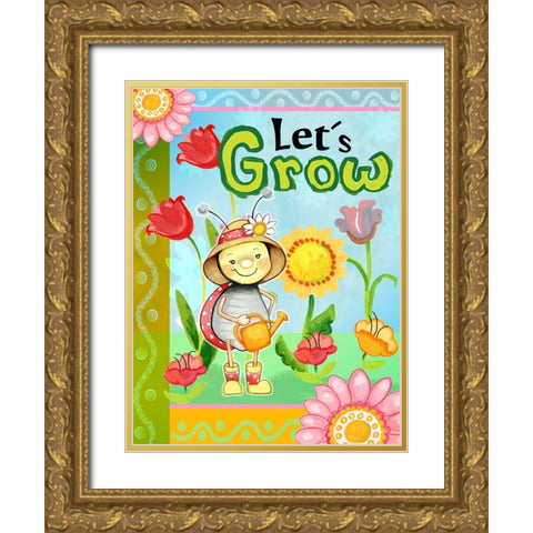 Lets Grow Gold Ornate Wood Framed Art Print with Double Matting by Wade, Valarie