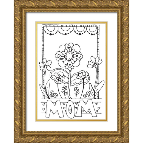 Flowers for Mom Gold Ornate Wood Framed Art Print with Double Matting by Wade, Valarie