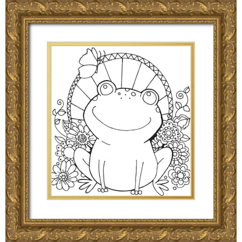 Froggie Friends Gold Ornate Wood Framed Art Print with Double Matting by Wade, Valarie