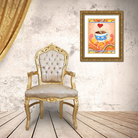Cup Of Love Gold Ornate Wood Framed Art Print with Double Matting by Wade, Valarie