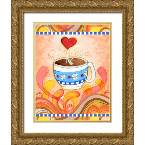 Cup Of Love Gold Ornate Wood Framed Art Print with Double Matting by Wade, Valarie