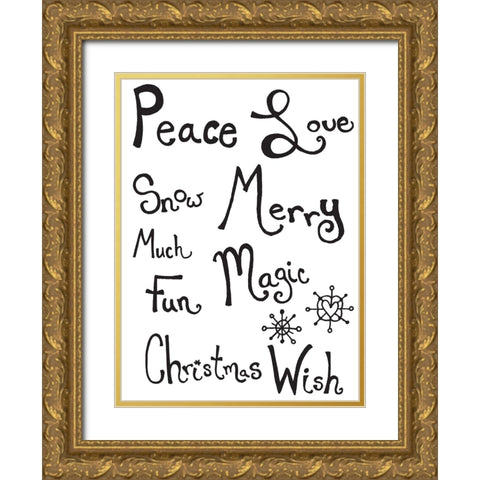Holiday Phrases Gold Ornate Wood Framed Art Print with Double Matting by Wade, Valarie