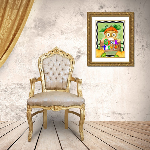 Spooktacular Owl Gold Ornate Wood Framed Art Print with Double Matting by Wade, Valarie
