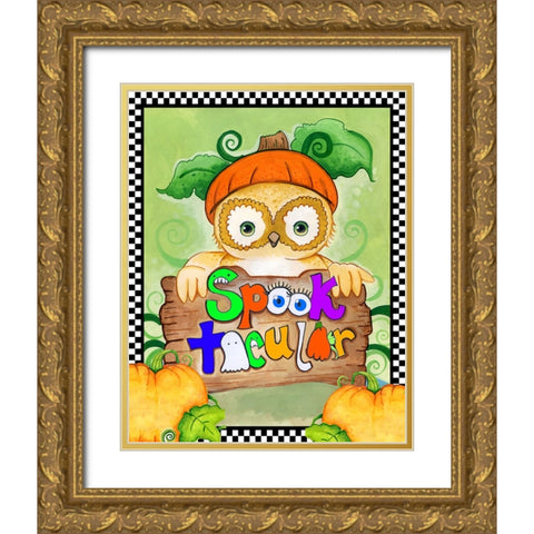 Spooktacular Owl Gold Ornate Wood Framed Art Print with Double Matting by Wade, Valarie