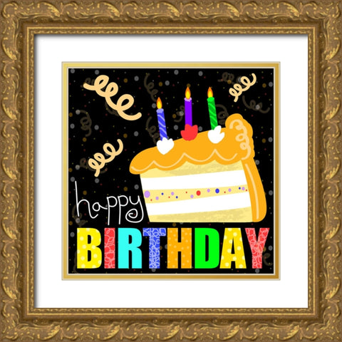 Birthday Cake Gold Ornate Wood Framed Art Print with Double Matting by Wade, Valarie
