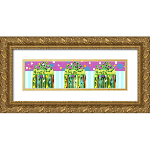 Birthday Gift Table Runner Gold Ornate Wood Framed Art Print with Double Matting by Wade, Valarie