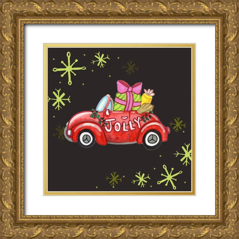 Jolly Car Gold Ornate Wood Framed Art Print with Double Matting by Wade, Valarie