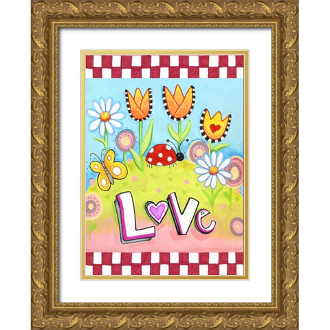 Love Bug Gold Ornate Wood Framed Art Print with Double Matting by Wade, Valarie