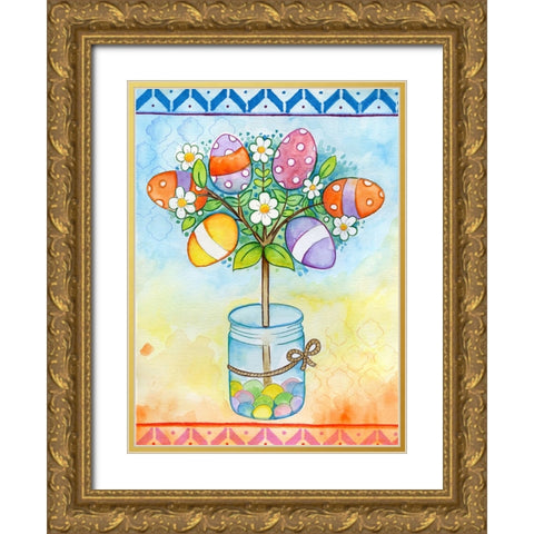 Egg Tree Gold Ornate Wood Framed Art Print with Double Matting by Wade, Valarie