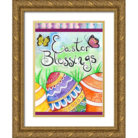 Easter Eggs Gold Ornate Wood Framed Art Print with Double Matting by Wade, Valarie