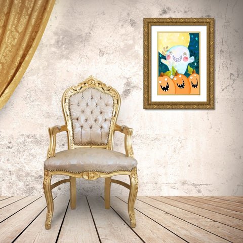 Happy Ghost Gold Ornate Wood Framed Art Print with Double Matting by Wade, Valarie