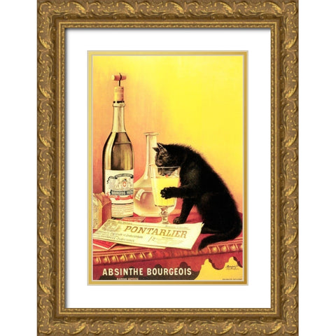 Absinthe Bourgeois Gold Ornate Wood Framed Art Print with Double Matting by Vintage Apple Collection