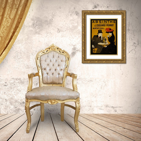 Absinthe-Pernot Gold Ornate Wood Framed Art Print with Double Matting by Vintage Apple Collection