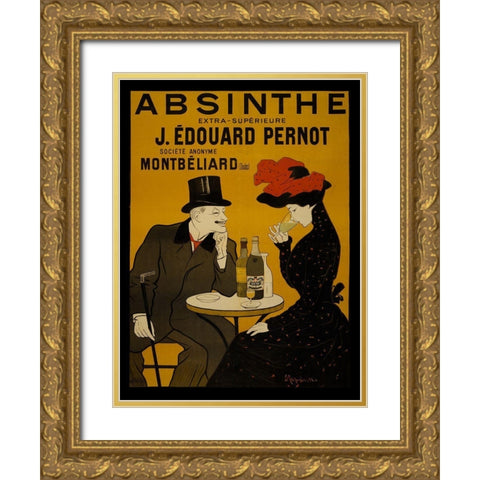Absinthe-Pernot Gold Ornate Wood Framed Art Print with Double Matting by Vintage Apple Collection