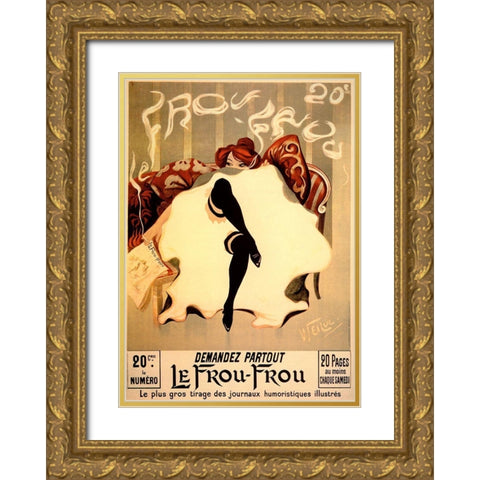 Le Frou Frou Gold Ornate Wood Framed Art Print with Double Matting by Vintage Apple Collection