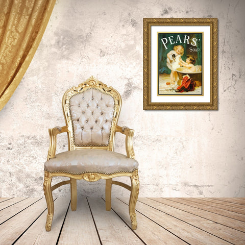 Pears II Gold Ornate Wood Framed Art Print with Double Matting by Vintage Apple Collection