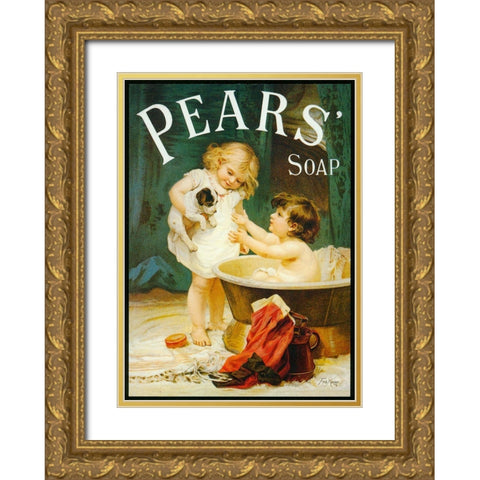 Pears II Gold Ornate Wood Framed Art Print with Double Matting by Vintage Apple Collection