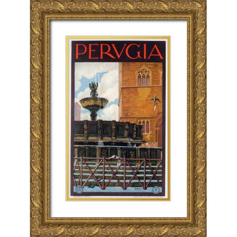 Perugia Gold Ornate Wood Framed Art Print with Double Matting by Vintage Apple Collection