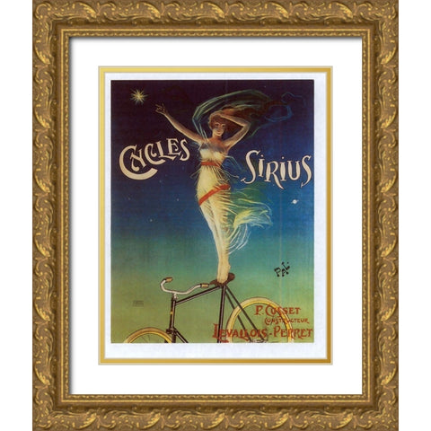 Sirius Cycles Gold Ornate Wood Framed Art Print with Double Matting by Vintage Apple Collection