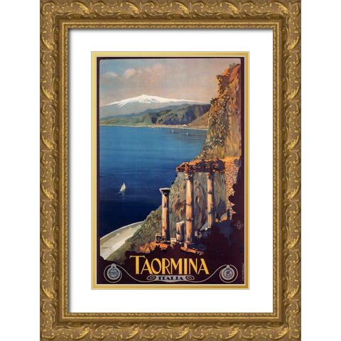 Taormina Gold Ornate Wood Framed Art Print with Double Matting by Vintage Apple Collection