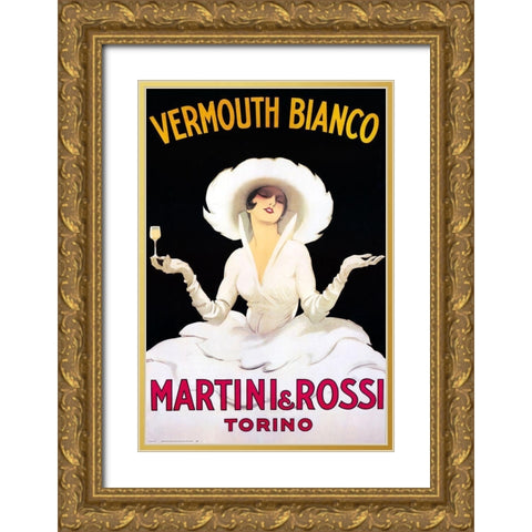 Vermouth Bianco Gold Ornate Wood Framed Art Print with Double Matting by Vintage Apple Collection