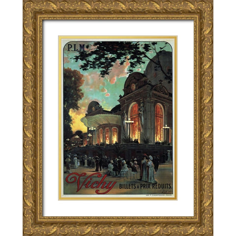 Vichy France Gold Ornate Wood Framed Art Print with Double Matting by Vintage Apple Collection