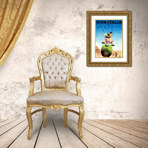 Viva Italia Gold Ornate Wood Framed Art Print with Double Matting by Vintage Apple Collection
