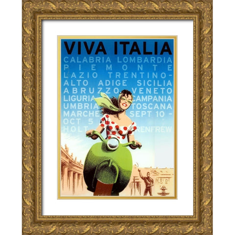Viva Italia Gold Ornate Wood Framed Art Print with Double Matting by Vintage Apple Collection