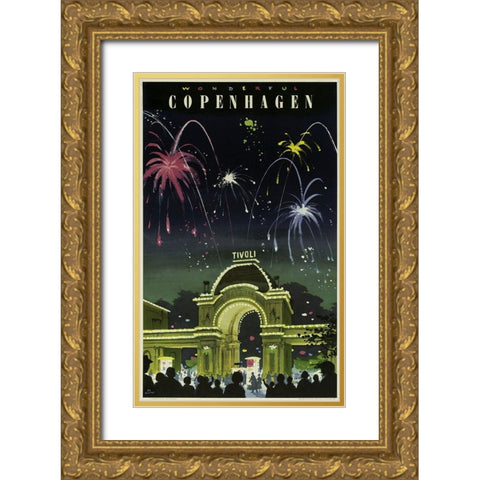 Wonderful Copenhagen Gold Ornate Wood Framed Art Print with Double Matting by Vintage Apple Collection