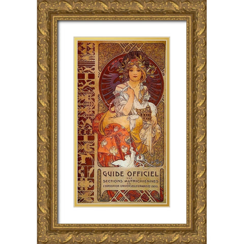 Mucha Guide Officiel Gold Ornate Wood Framed Art Print with Double Matting by Vintage Apple Collection