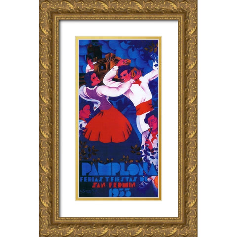 Pamplona II Gold Ornate Wood Framed Art Print with Double Matting by Vintage Apple Collection