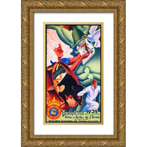 Pamplona VII Gold Ornate Wood Framed Art Print with Double Matting by Vintage Apple Collection