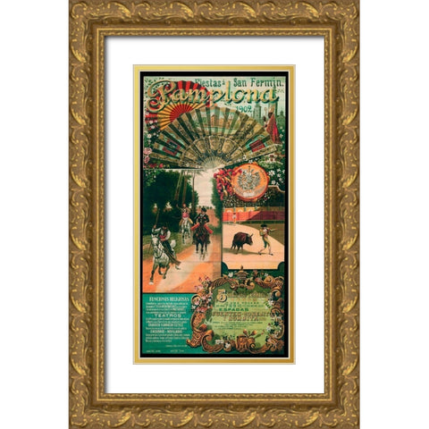 Pamplona VIII Gold Ornate Wood Framed Art Print with Double Matting by Vintage Apple Collection