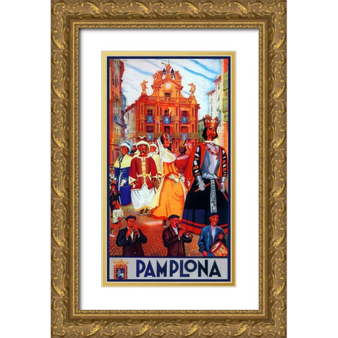 Pamplona XI Gold Ornate Wood Framed Art Print with Double Matting by Vintage Apple Collection