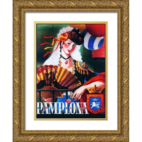 Pamplona XIII Gold Ornate Wood Framed Art Print with Double Matting by Vintage Apple Collection