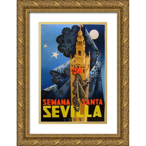 Semana Santa Sevilla IV Gold Ornate Wood Framed Art Print with Double Matting by Vintage Apple Collection
