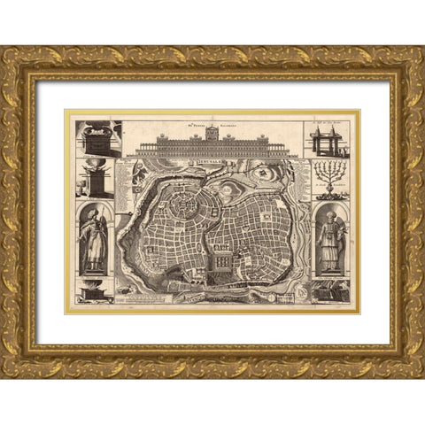 Holy Land IV Gold Ornate Wood Framed Art Print with Double Matting by Vintage Apple Collection