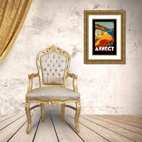 Annecy Gold Ornate Wood Framed Art Print with Double Matting by Vintage Apple Collection