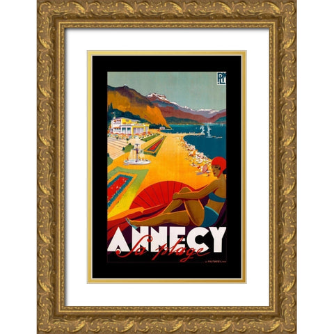 Annecy Gold Ornate Wood Framed Art Print with Double Matting by Vintage Apple Collection