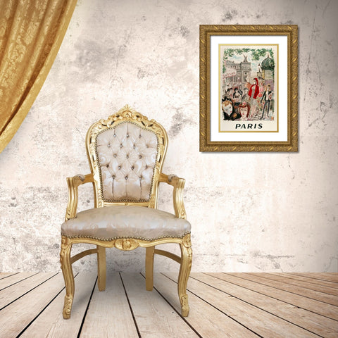 Beautiful Paris Gold Ornate Wood Framed Art Print with Double Matting by Vintage Apple Collection