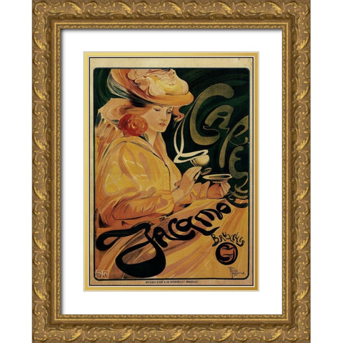 Cafe Jacqmotte Gold Ornate Wood Framed Art Print with Double Matting by Vintage Apple Collection